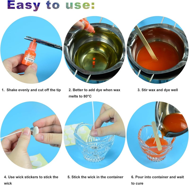 HOMY ARTY Candle Dye - 14 Colors Candle Wax Dye, Highly Concentrated Candle Color Dye, Oil-Based Liquid Candle Dye for Soy Wax, Candle Making - 0.17 FL OZ - Image 4